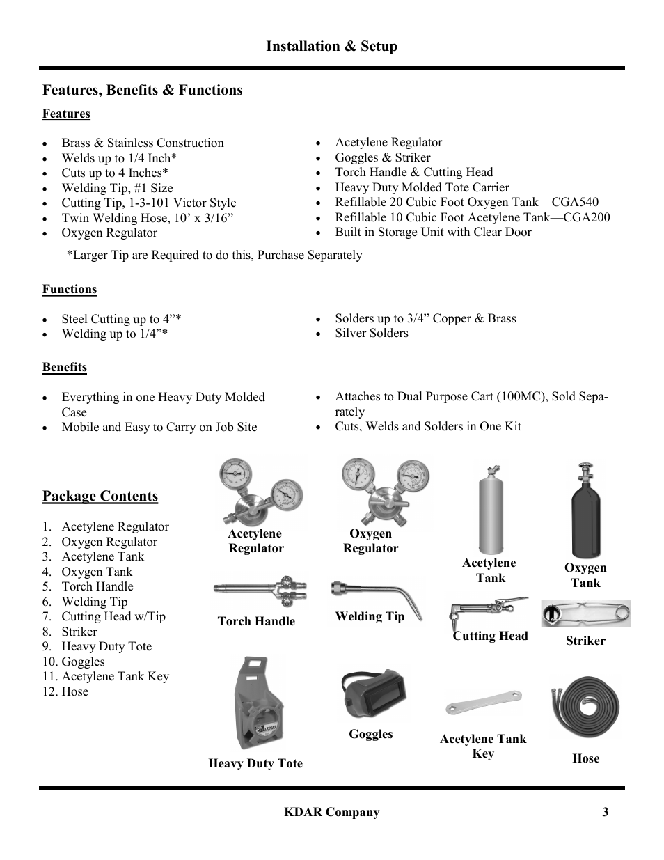 Package contents | Hot Max Torches MM-1 User Manual | Page 4 / 12