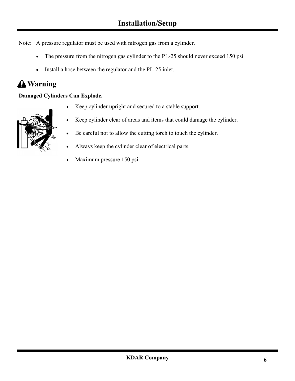 Installation/setup, Warning | Hot Max Torches PL-25 User Manual | Page 8 / 20