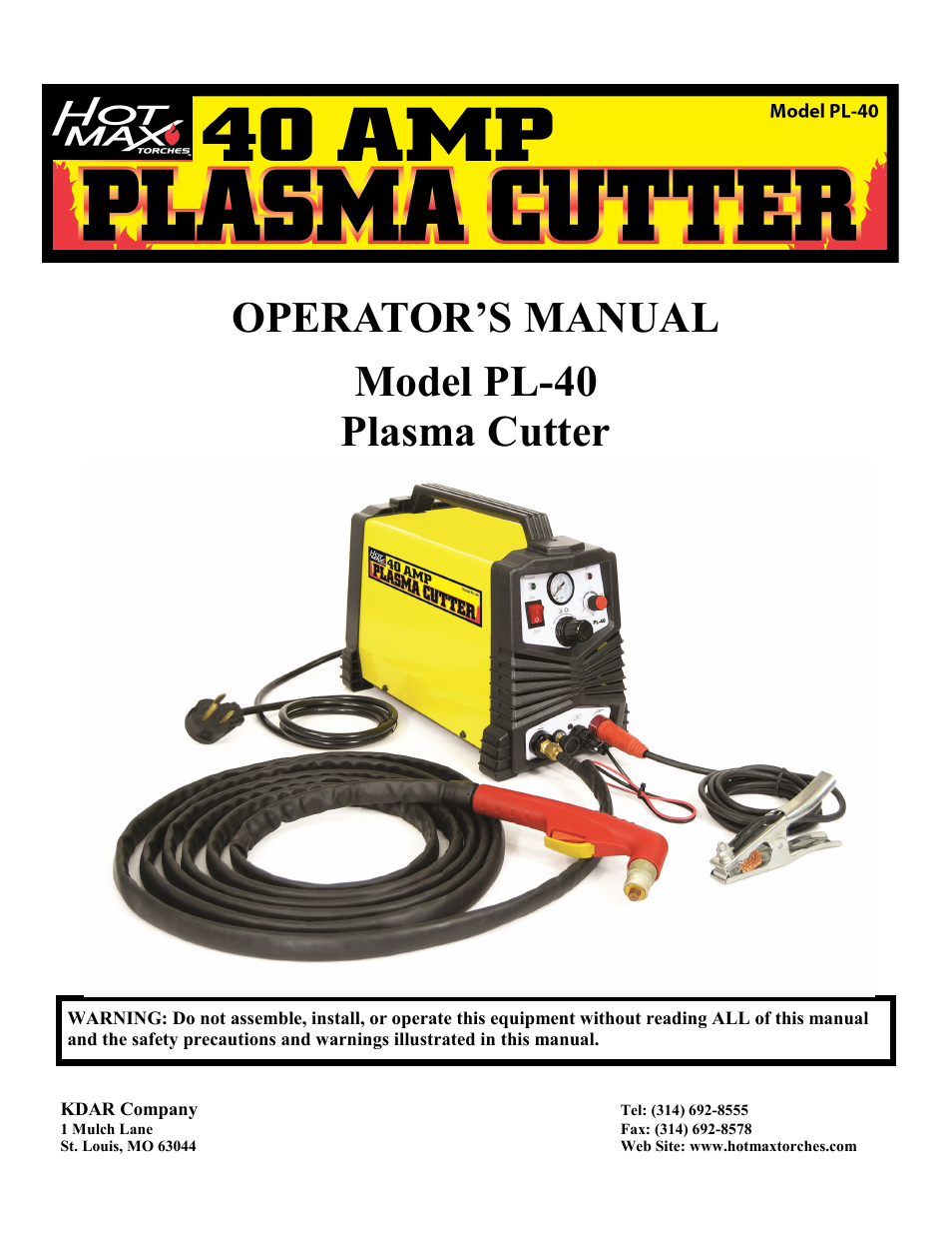 Hot Max Torches PL-40 User Manual | 20 pages