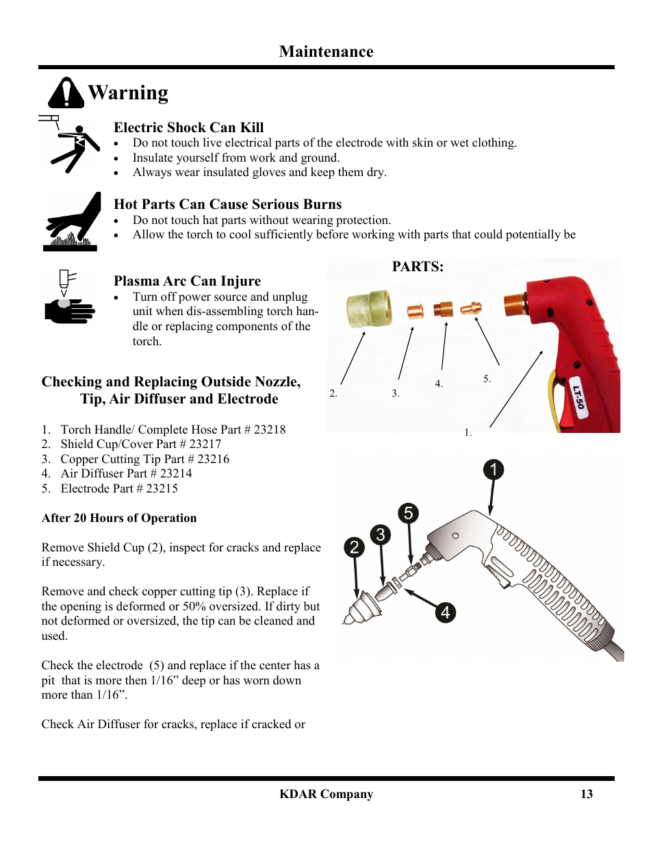 Warning, Maintenance | Hot Max Torches PL-40 User Manual | Page 15 / 20