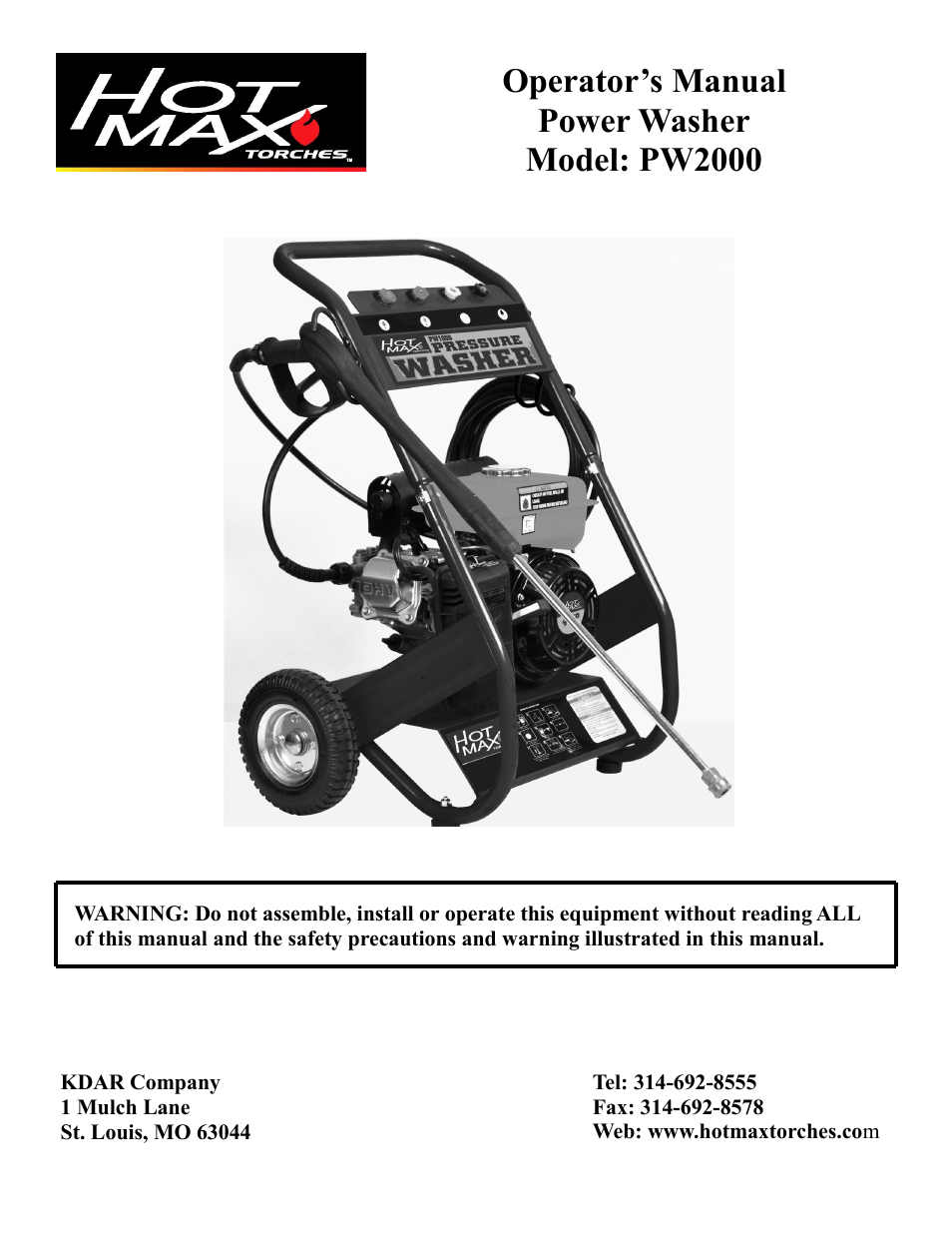 Hot Max Torches PW2000 User Manual | 16 pages