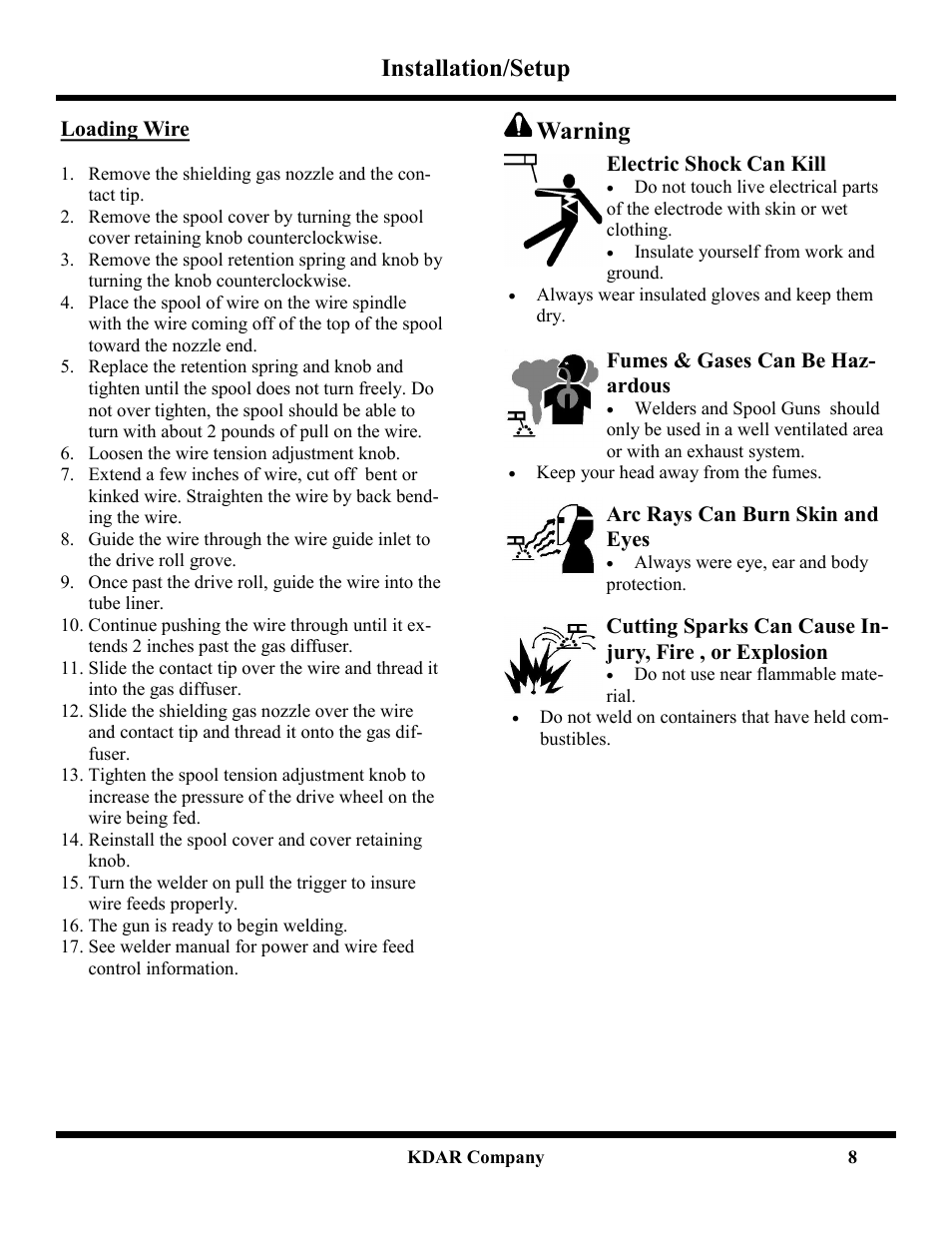 Installation/setup, Warning | Hot Max Torches SPG User Manual | Page 9 / 12