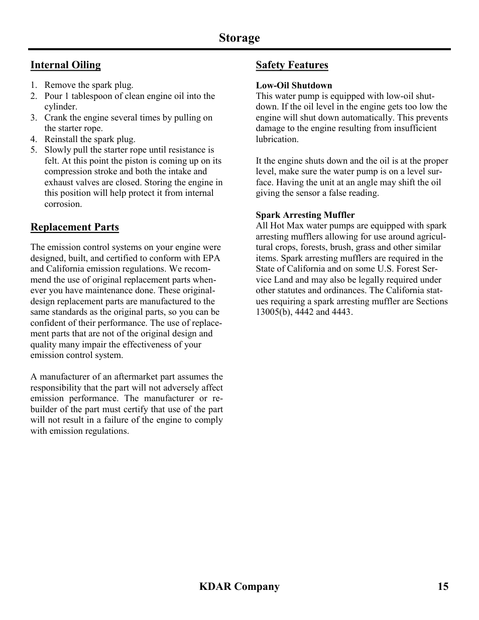 Storage | Hot Max Torches WP201 User Manual | Page 16 / 20