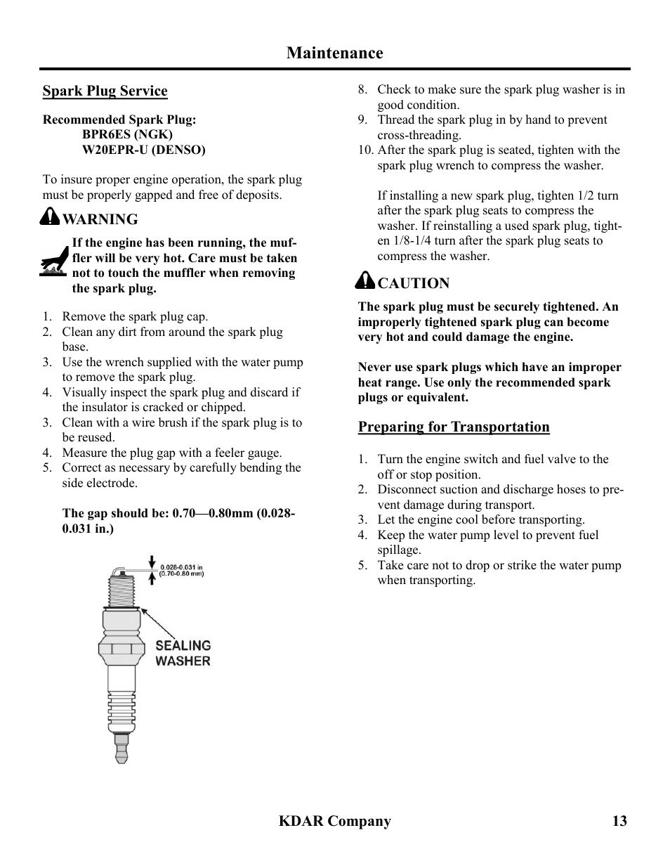 Maintenance | Hot Max Torches WP30TP User Manual | Page 14 / 20