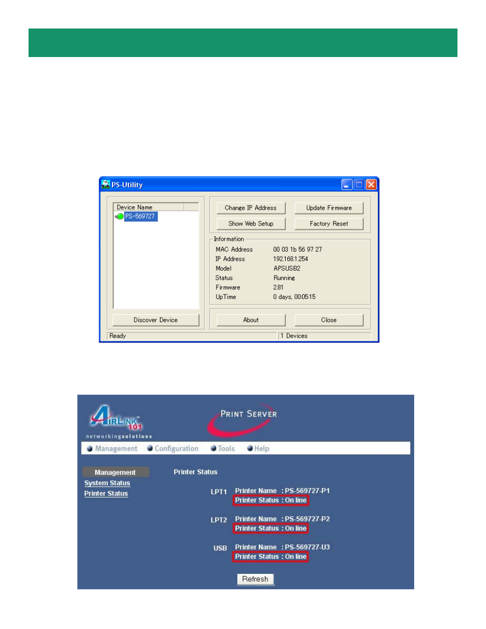 Airlink101 A3-Port USB Print Server APSUSB2 User Manual | Page 7 / 14