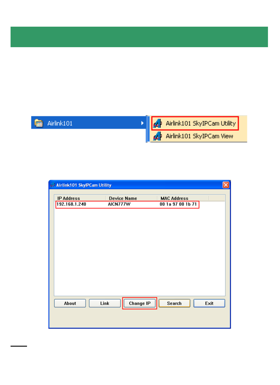 Using the skyipcam utility | Airlink101 AICN777W User Manual | Page 5 / 16