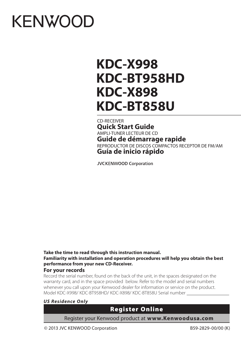 Kenwood KDC-X898 User Manual | 48 pages