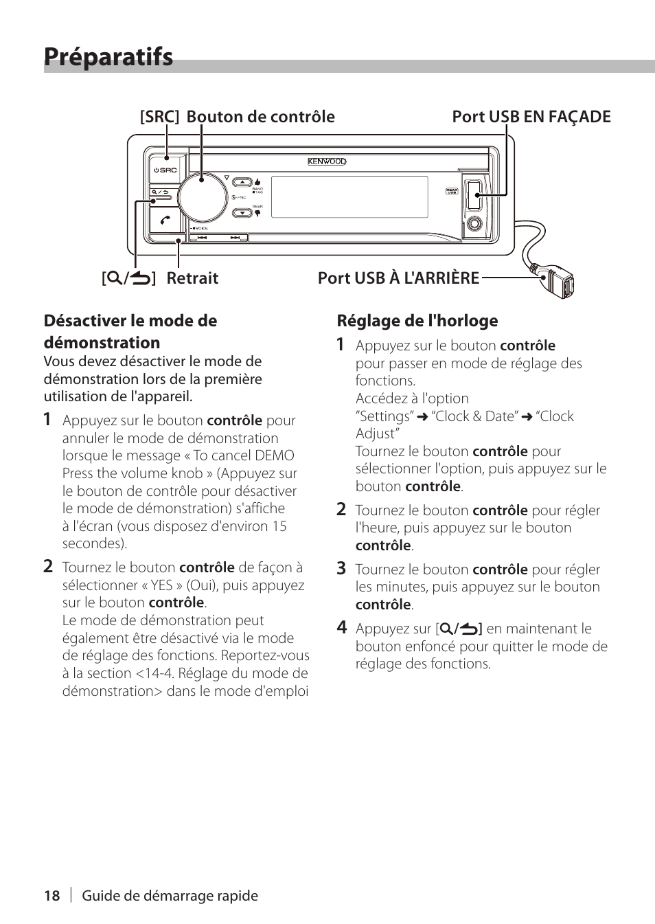 Préparatifs | Kenwood KDC-X898 User Manual | Page 18 / 48