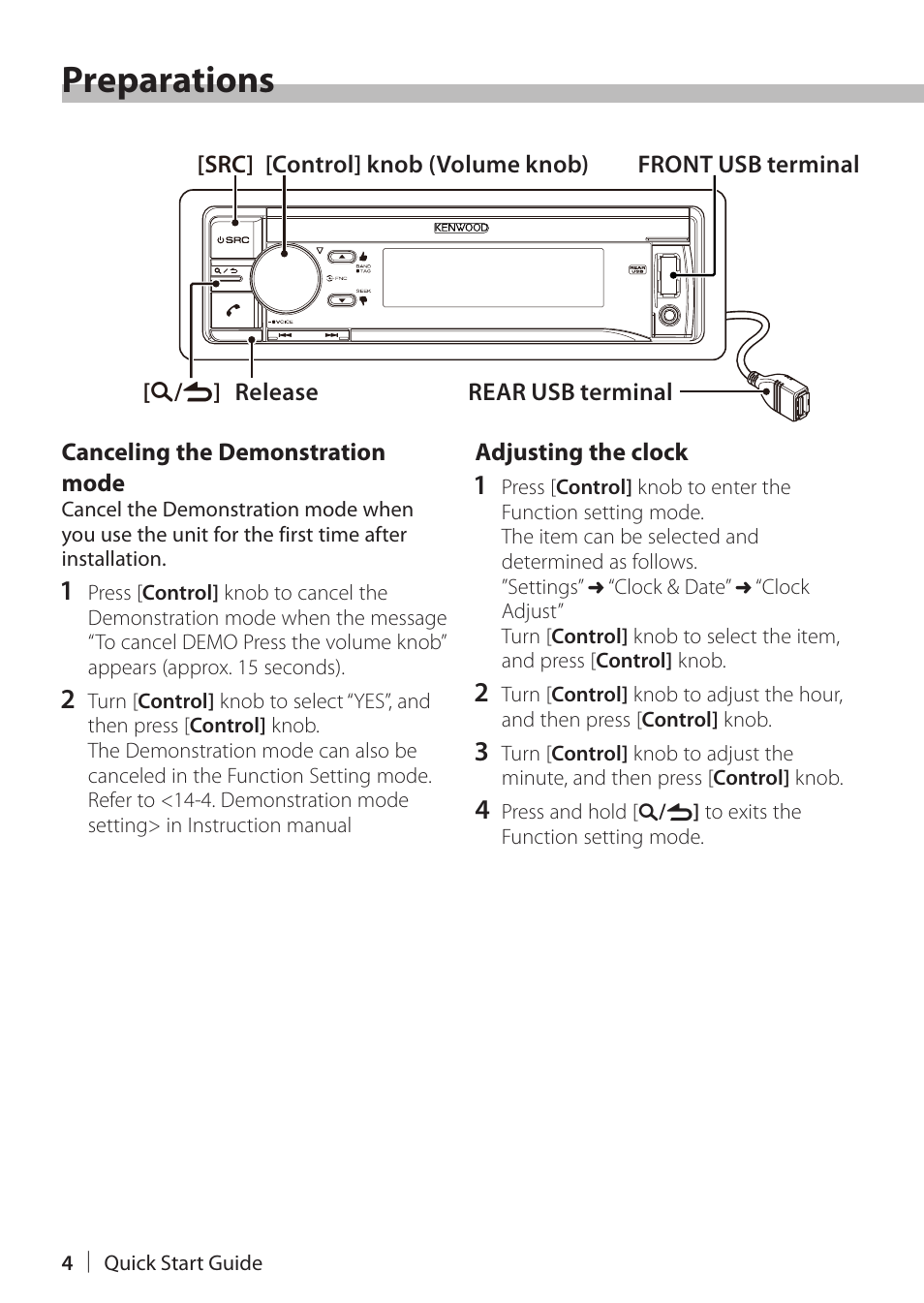 Preparations | Kenwood KDC-X898 User Manual | Page 4 / 48