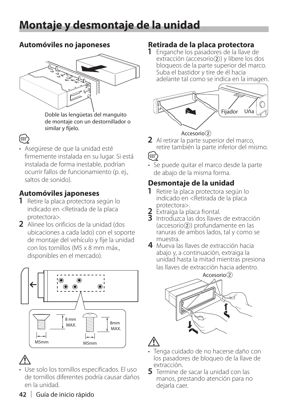 Montaje y desmontaje de la unidad | Kenwood KDC-X898 User Manual | Page 42 / 48