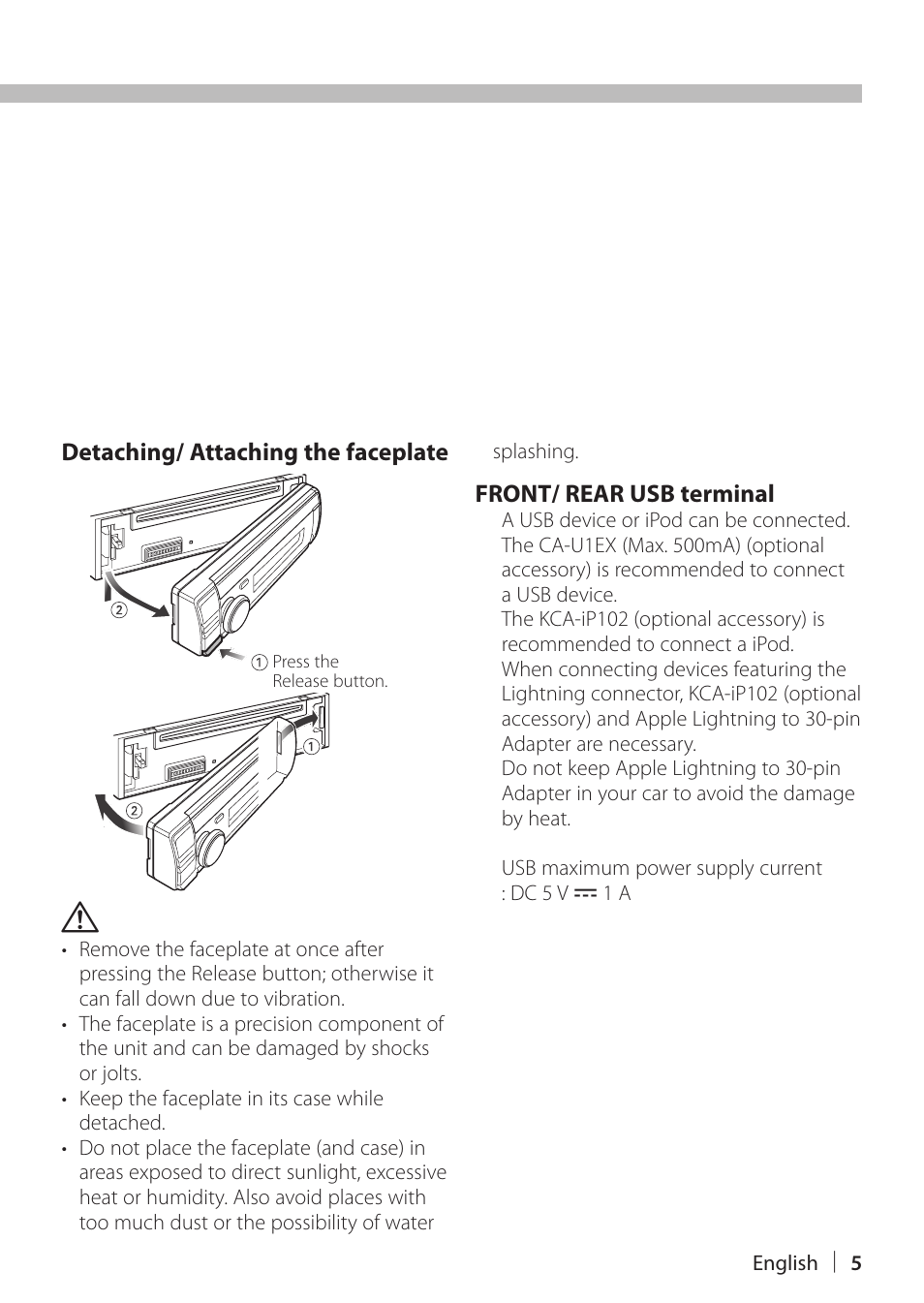 Preparations | Kenwood KDC-X898 User Manual | Page 5 / 48