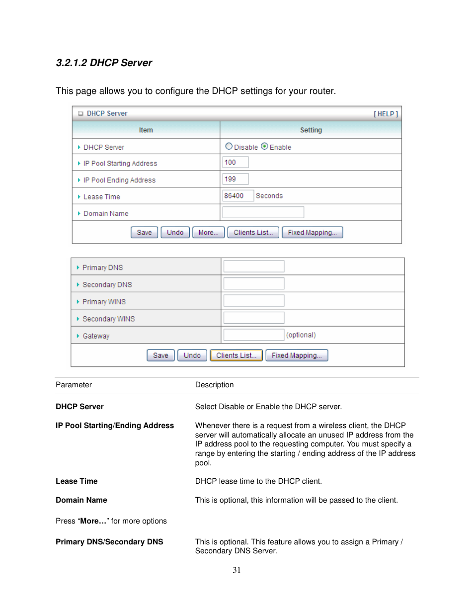 2 dhcp server | Airlink101 AR550W3G User Manual | Page 35 / 68