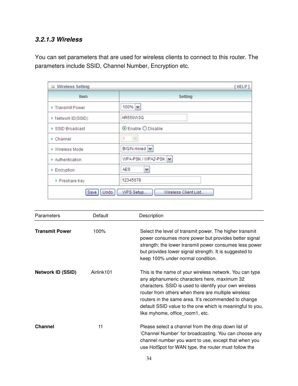 3 wireless | Airlink101 AR550W3G User Manual | Page 38 / 68