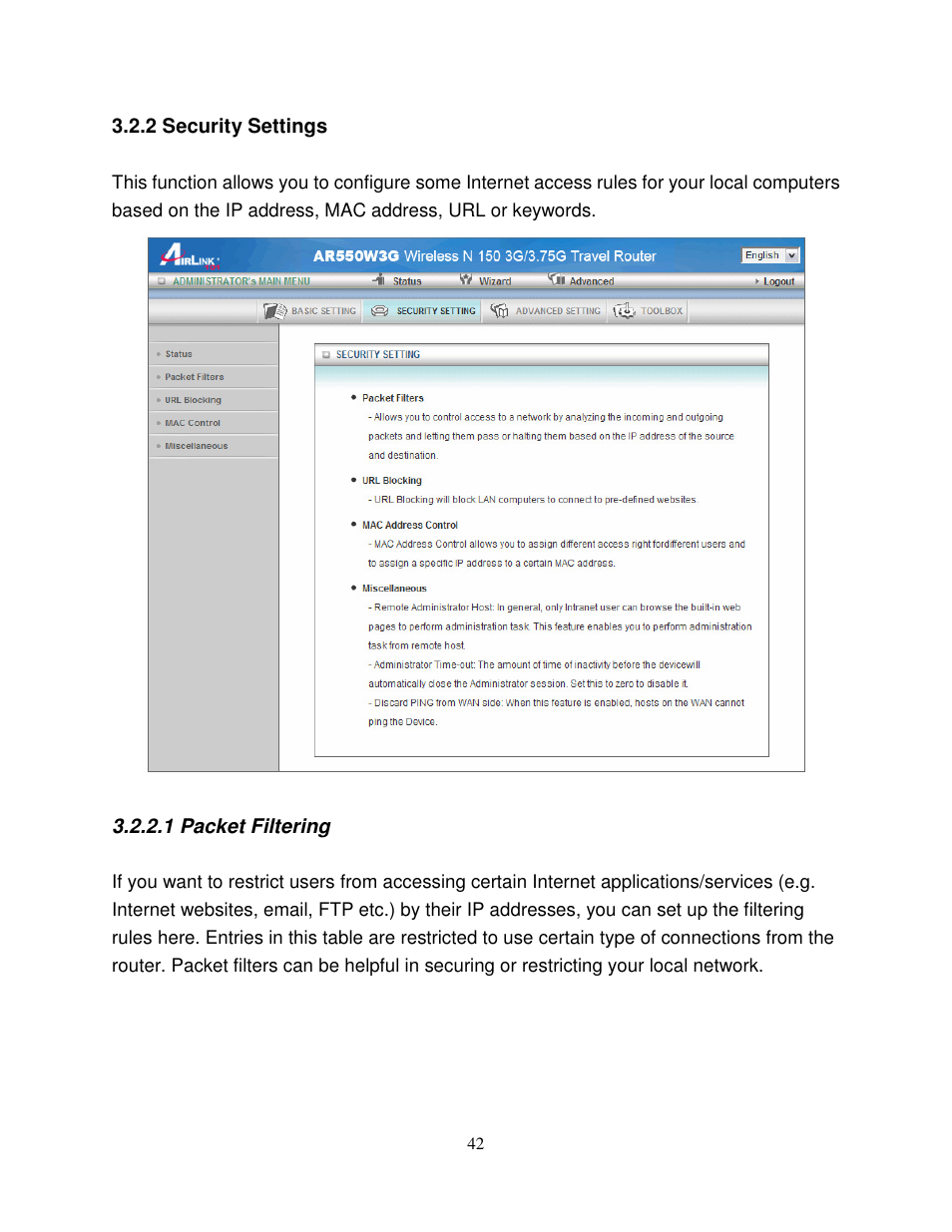 Airlink101 AR550W3G User Manual | Page 46 / 68