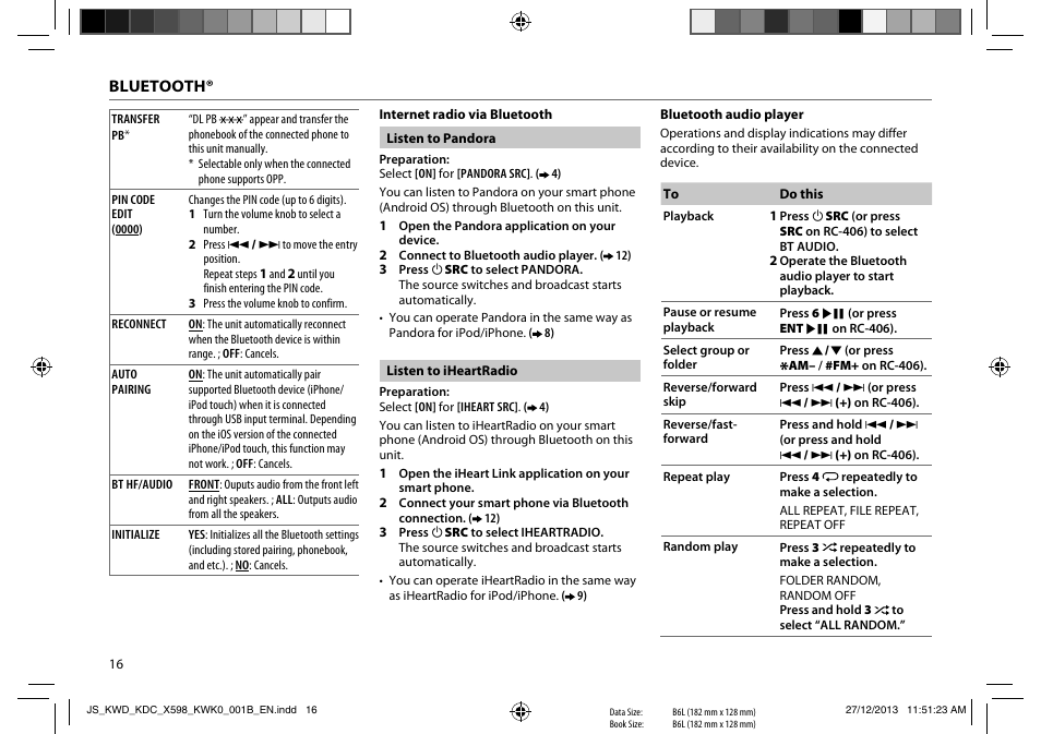Kenwood KDC-X598 User Manual | Page 16 / 74