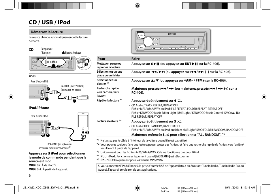 Cd / usb / ipod | Kenwood KDC-X598 User Manual | Page 30 / 74