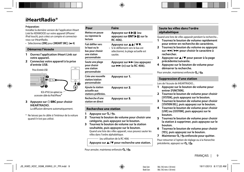Iheartradio | Kenwood KDC-X598 User Manual | Page 33 / 74