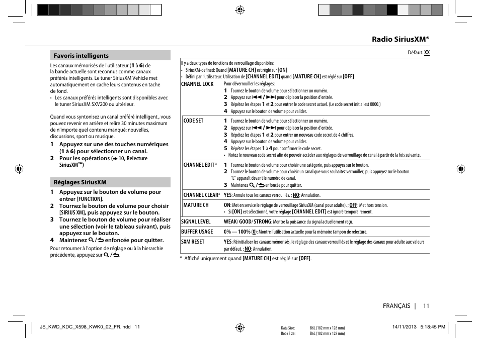 Radio siriusxm | Kenwood KDC-X598 User Manual | Page 35 / 74