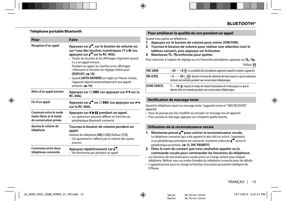 Bluetooth | Kenwood KDC-X598 User Manual | Page 37 / 74