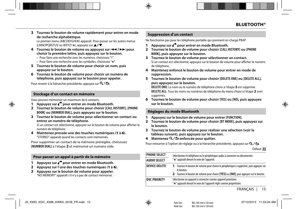 Bluetooth | Kenwood KDC-X598 User Manual | Page 39 / 74