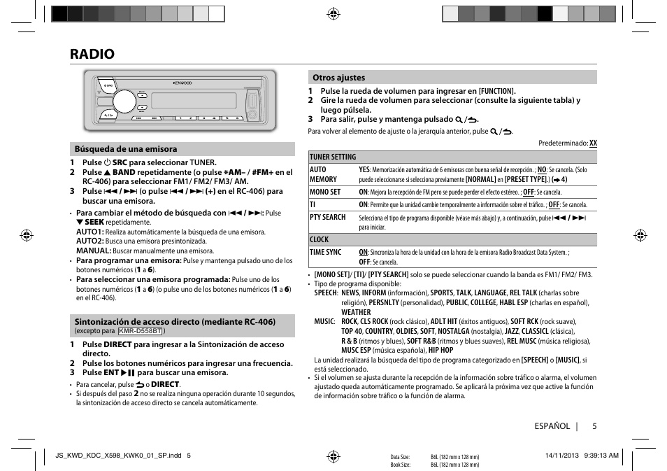 Radio | Kenwood KDC-X598 User Manual | Page 53 / 74