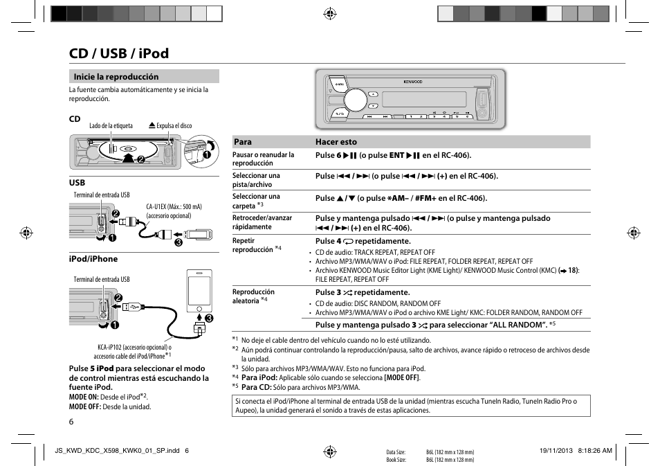 Cd / usb / ipod | Kenwood KDC-X598 User Manual | Page 54 / 74