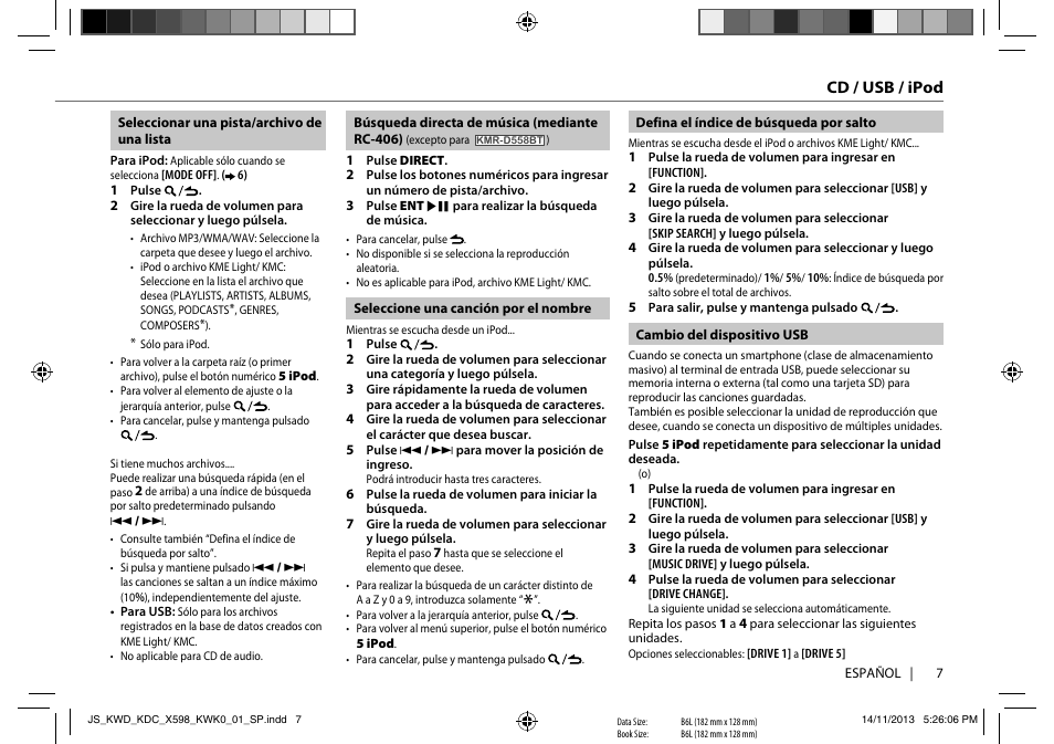 Cd / usb / ipod | Kenwood KDC-X598 User Manual | Page 55 / 74