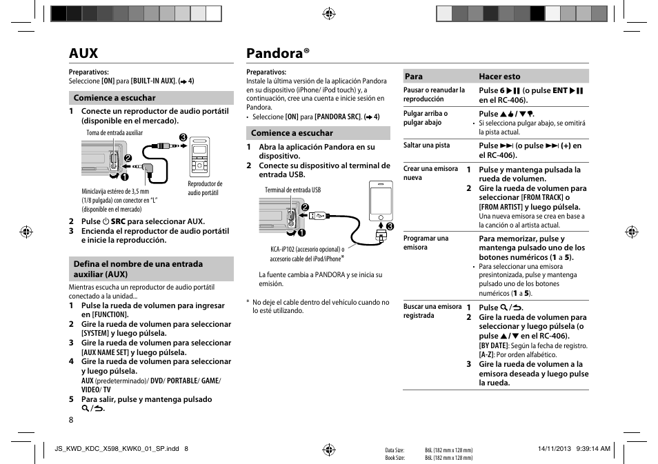 Pandora | Kenwood KDC-X598 User Manual | Page 56 / 74