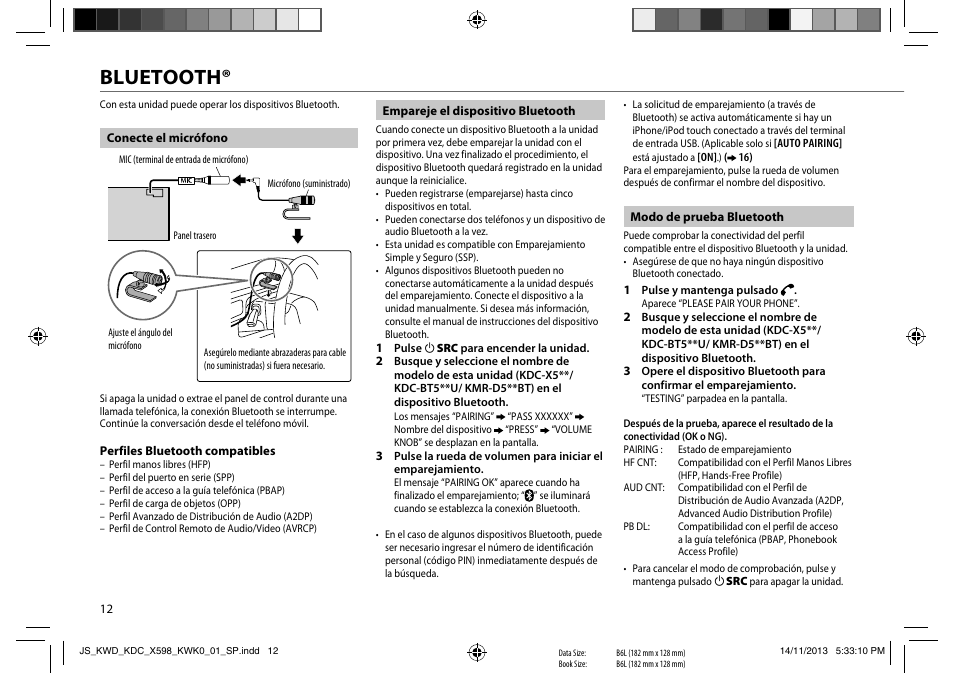 Bluetooth | Kenwood KDC-X598 User Manual | Page 60 / 74