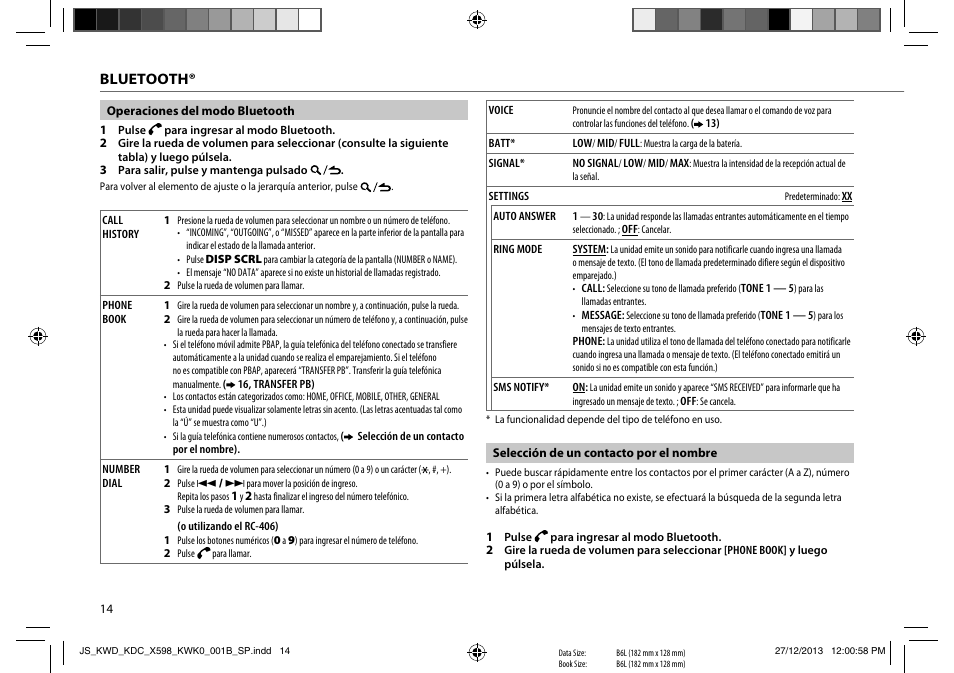 Bluetooth | Kenwood KDC-X598 User Manual | Page 62 / 74