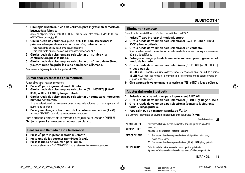 Bluetooth | Kenwood KDC-X598 User Manual | Page 63 / 74