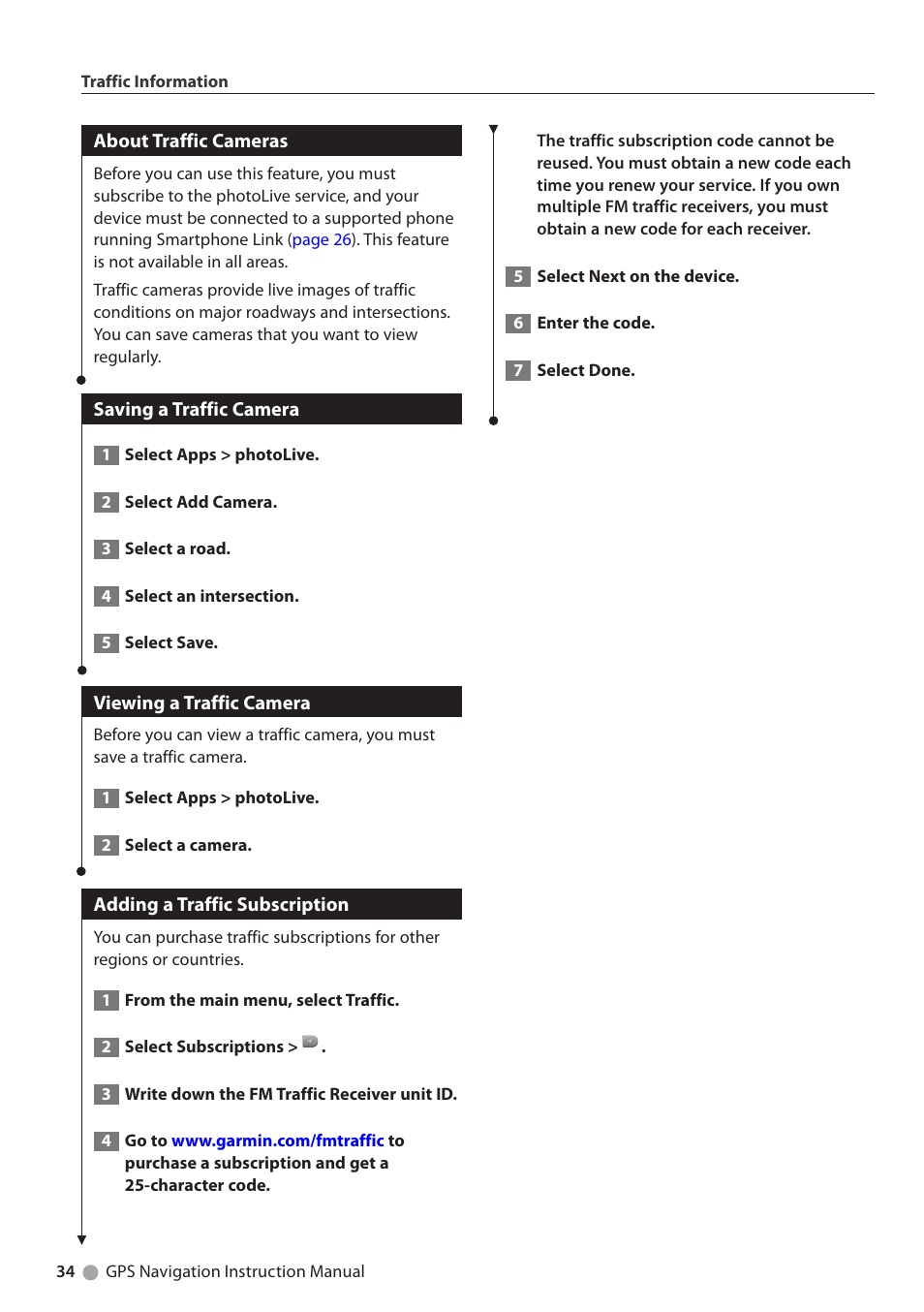 About traffic cameras, Saving a traffic camera, Viewing a traffic camera | Adding a traffic subscription | Kenwood DNX691HD User Manual | Page 34 / 38