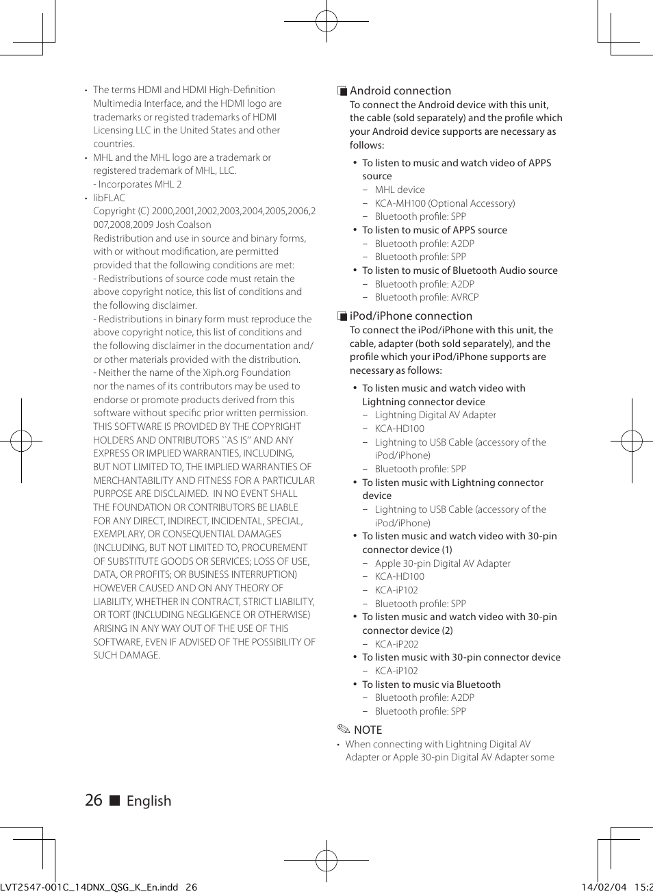 Ñ english | Kenwood DNX691HD User Manual | Page 26 / 56