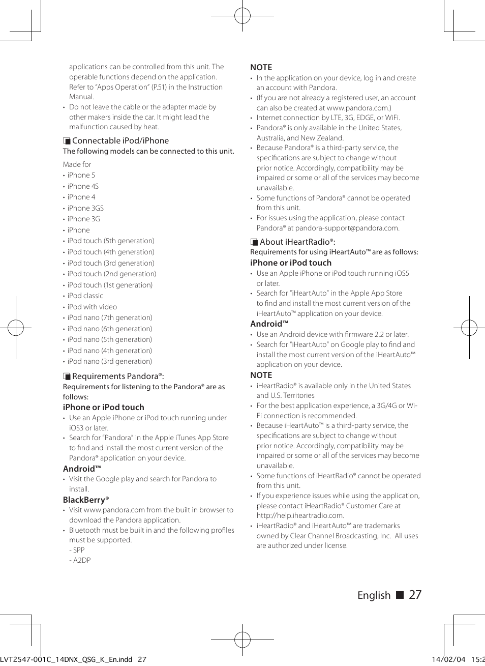 English ñ | Kenwood DNX691HD User Manual | Page 27 / 56