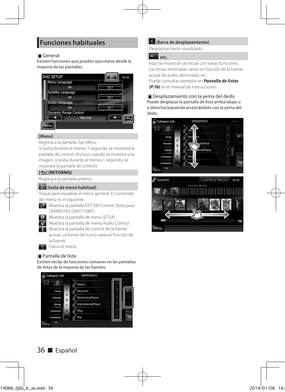 Funciones habituales, Ñ español | Kenwood DNX691HD User Manual | Page 36 / 56
