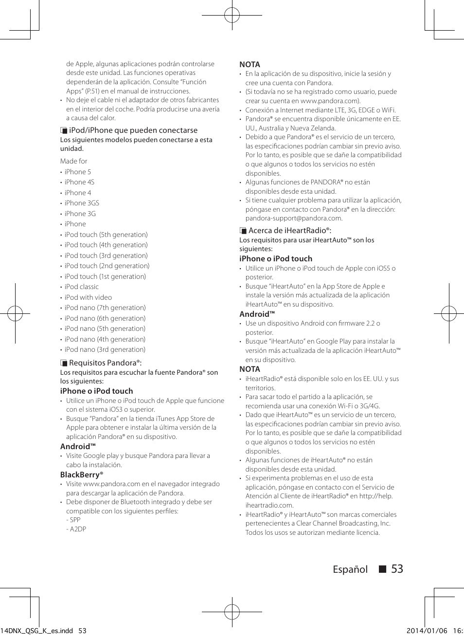 Español ñ | Kenwood DNX691HD User Manual | Page 53 / 56