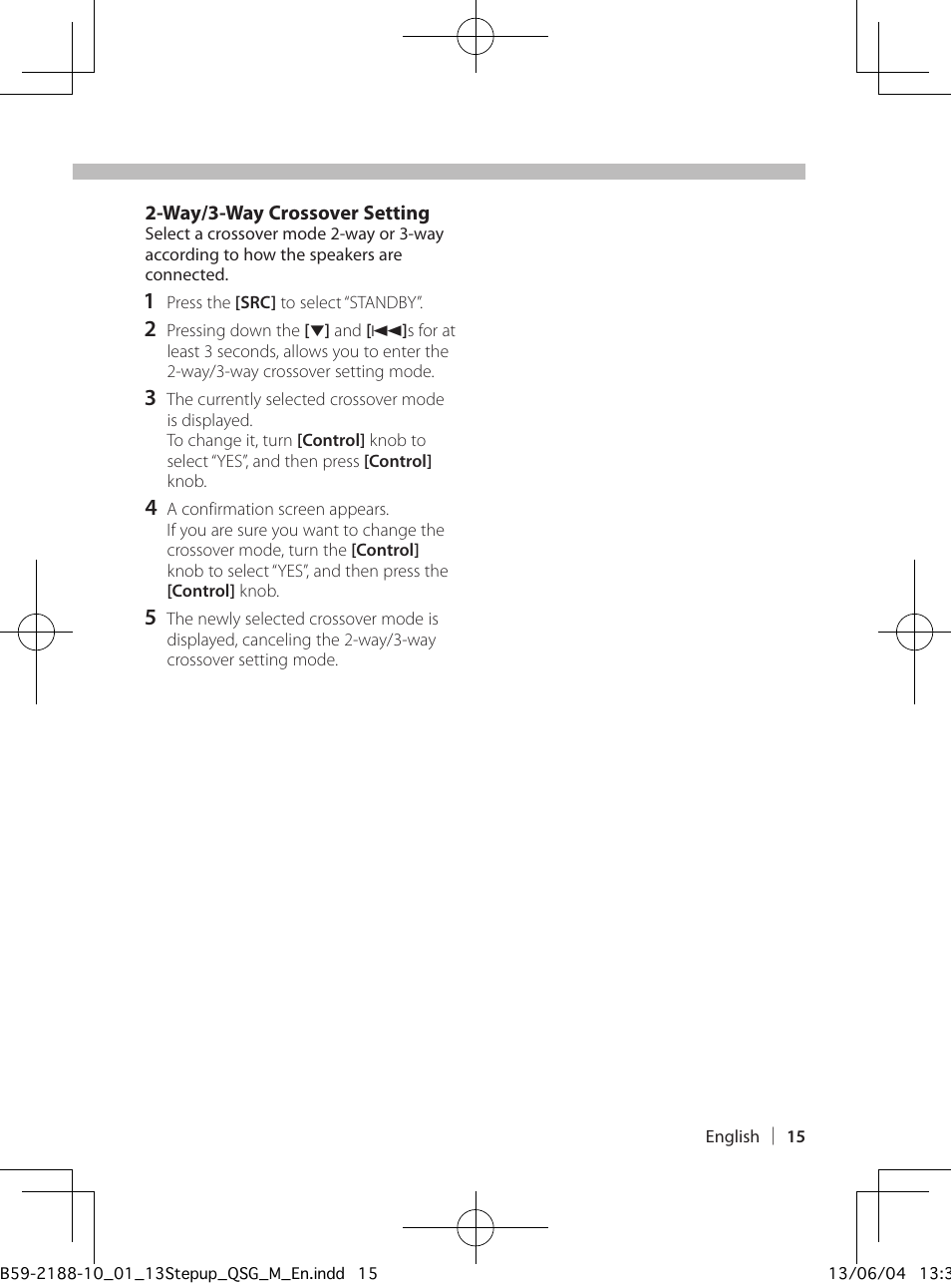 3 way speaker system setup | Kenwood KDC-U7056BT User Manual | Page 15 / 24