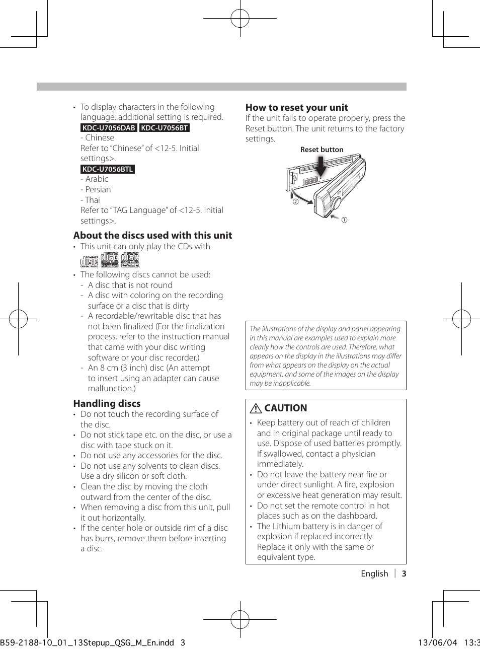 Before use | Kenwood KDC-U7056BT User Manual | Page 3 / 24