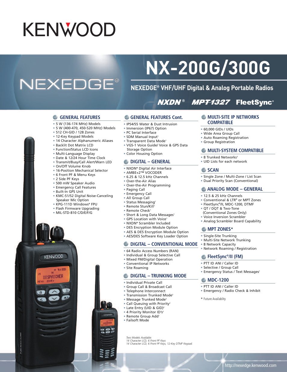 Kenwood NX-200G/300G User Manual | 2 pages