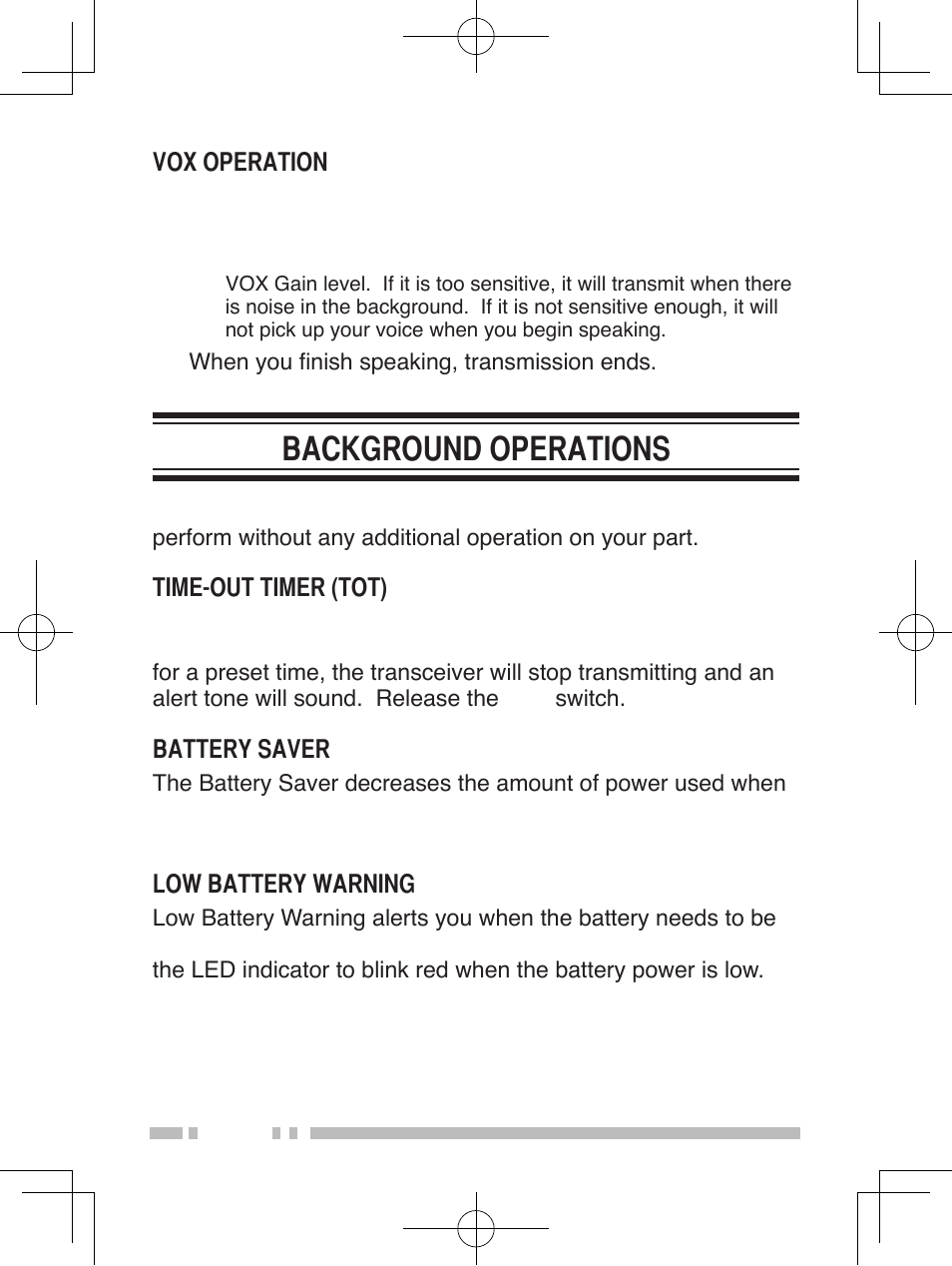 Background operations | Kenwood TK-2360/3360 User Manual | Page 24 / 26