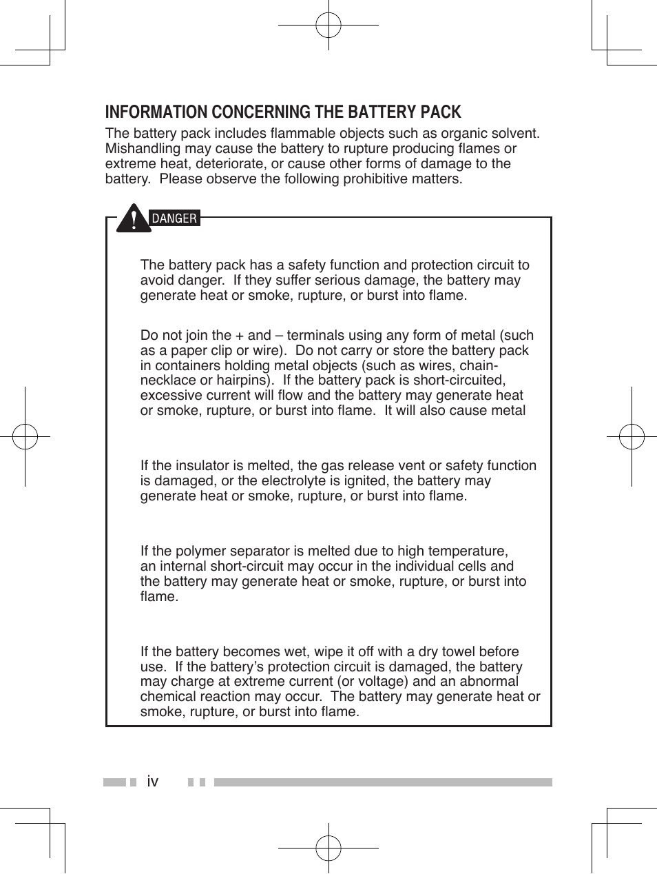 Information concerning the battery pack | Kenwood TK-2360/3360 User Manual | Page 6 / 26