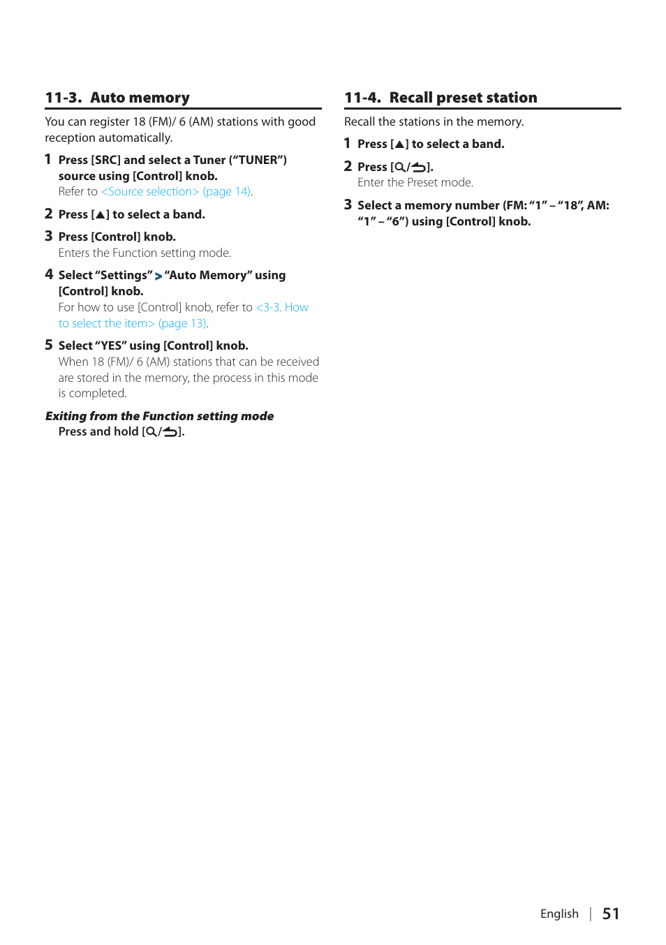 3. auto memory, 4. recall preset station | Kenwood KDC-X898 User Manual | Page 51 / 100