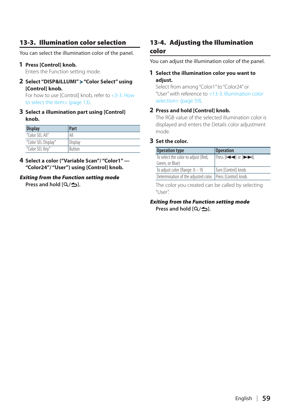 3. illumination color selection, 4. adjusting the illumination color | Kenwood KDC-X898 User Manual | Page 59 / 100