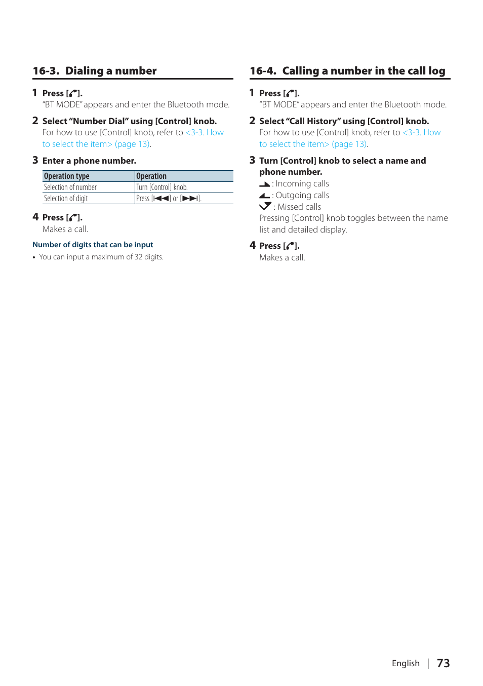 3. dialing a number, 4. calling a number in the call log, Hands-free phoning | Kenwood KDC-X898 User Manual | Page 73 / 100