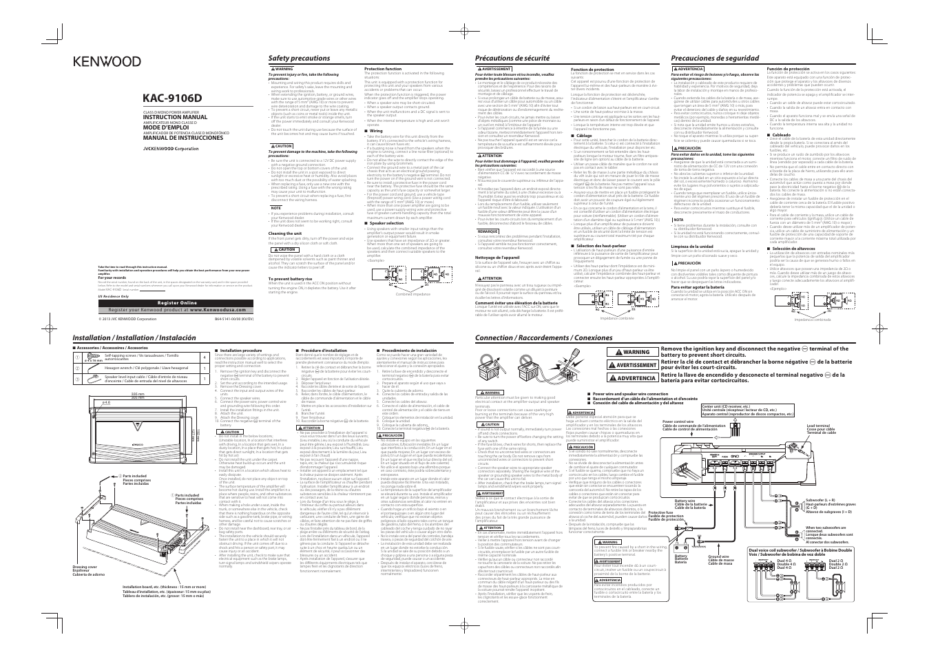 Kenwood KAC-9106D User Manual | 2 pages