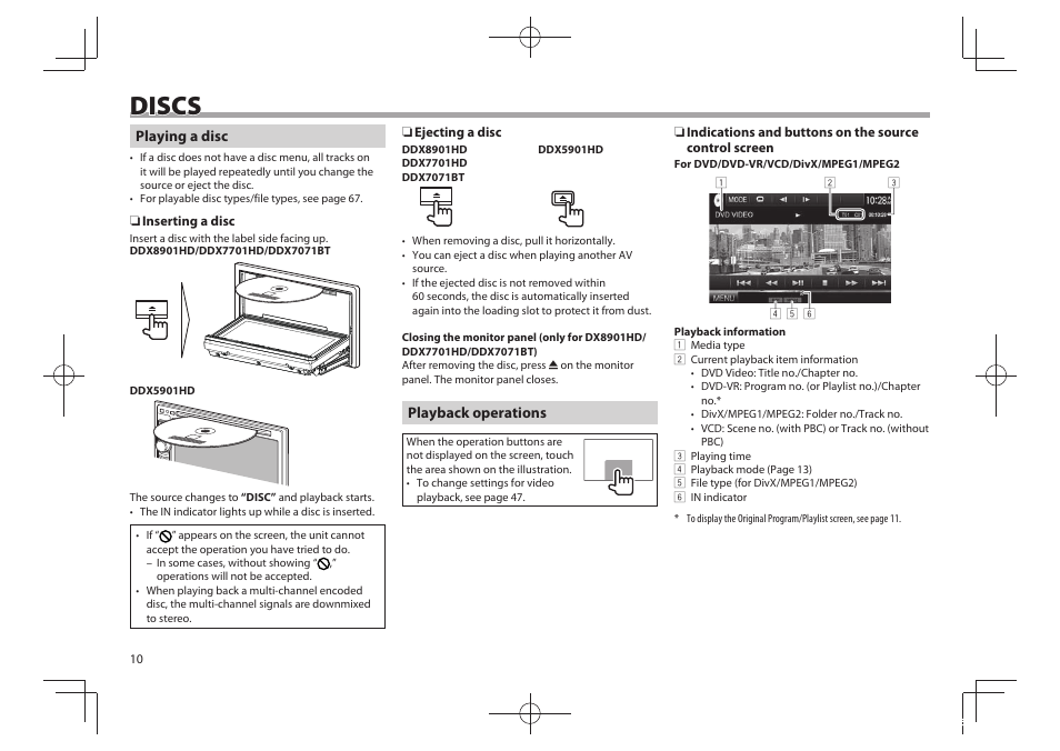 Discs | Kenwood DDX5901HD User Manual | Page 10 / 76