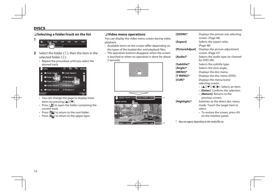 Discs | Kenwood DDX5901HD User Manual | Page 12 / 76