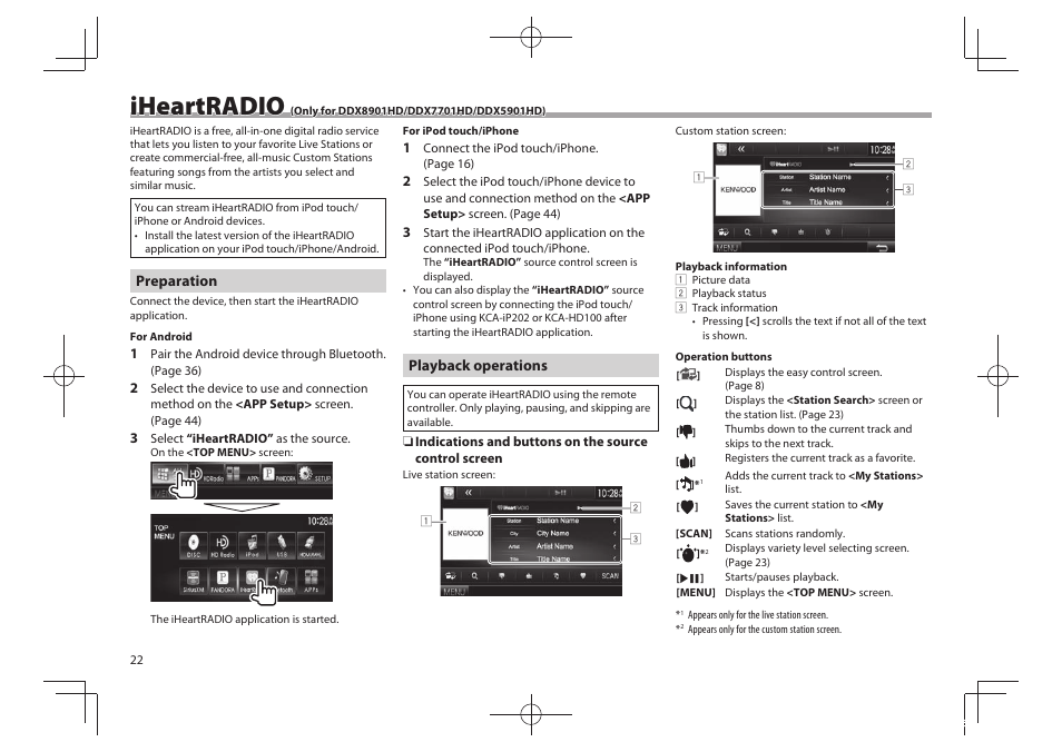 Iheartradio | Kenwood DDX5901HD User Manual | Page 22 / 76