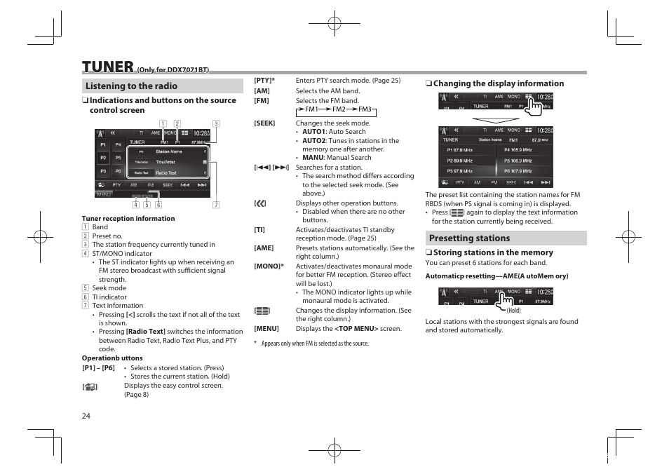 Tuner | Kenwood DDX5901HD User Manual | Page 24 / 76