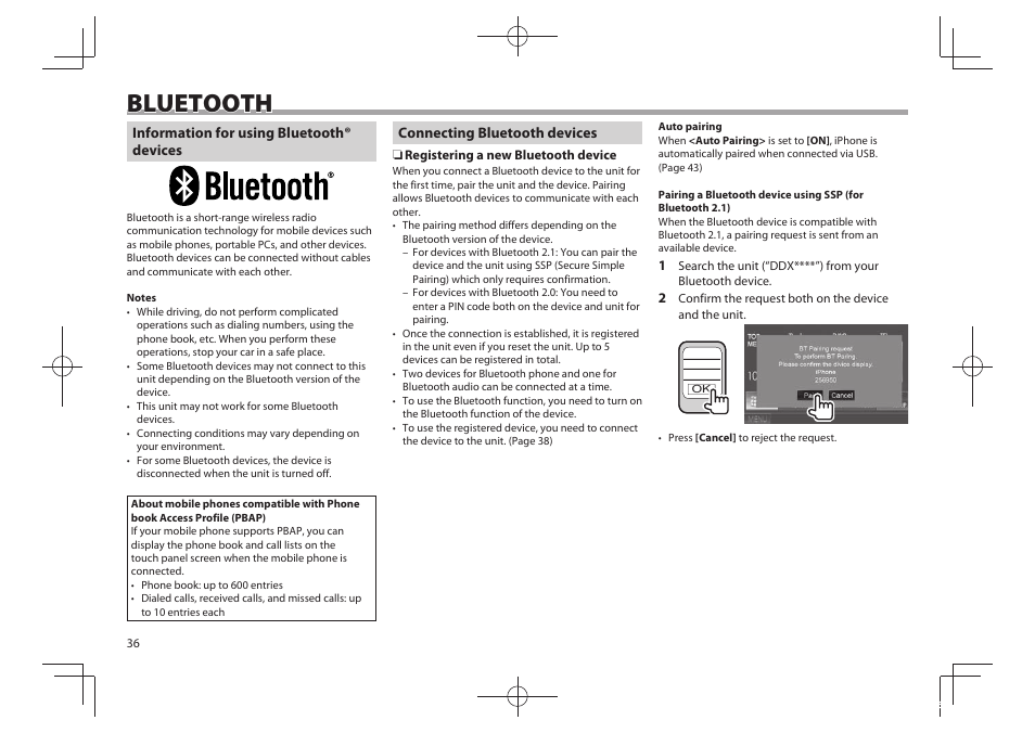 Bluetooth | Kenwood DDX5901HD User Manual | Page 36 / 76